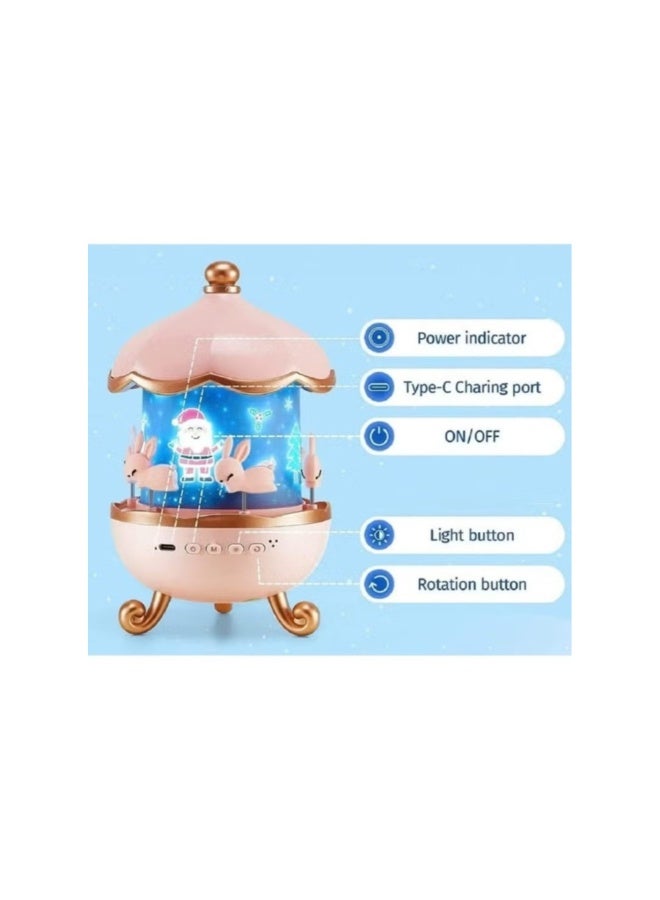 دريمزون مصباح ليلي ساحر على شكل أرنب دوار مع جهاز عرض نجوم وصندوق موسيقى | مصباح LED قابل لإعادة الشحن على شكل مجرة ​​لغرفة الأطفال - Image 2